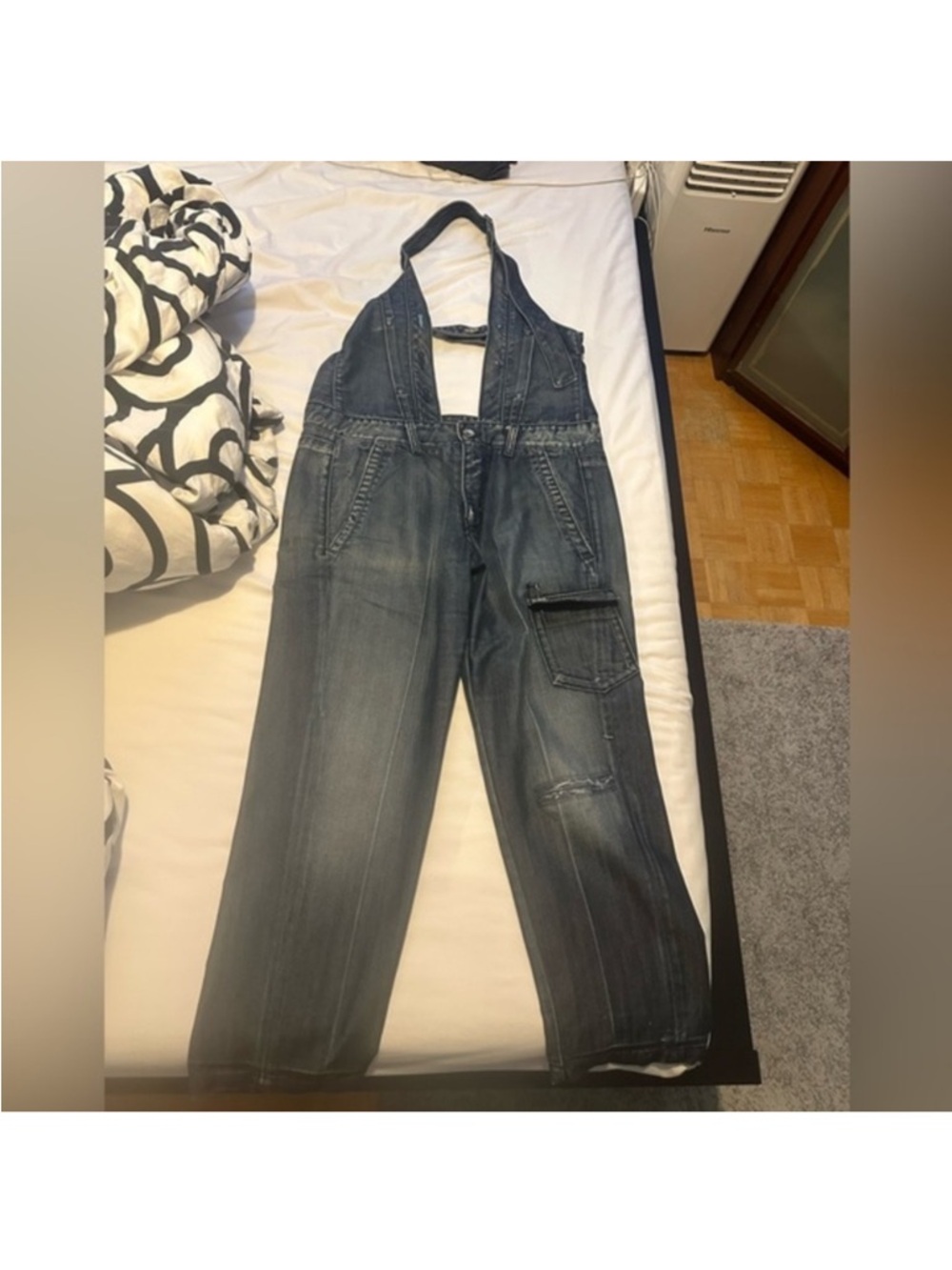 Miss Sixty Men's Washed Dark Blue Denim Overalls - Relaxed Fit